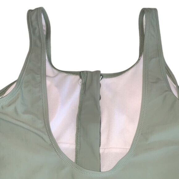 Mint Green One-Piece Swimsuit With Front Zipper Detail Nylon/Spandex Blend For W - Picture 3 of 8